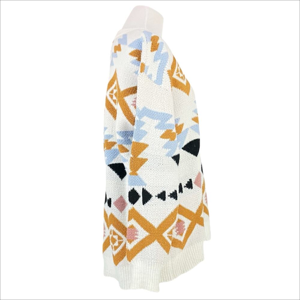 BOHME Audrey Aztec Southwestern Pattern Crewneck Sweater Size S Soft & Cozy - Picture 6 of 8